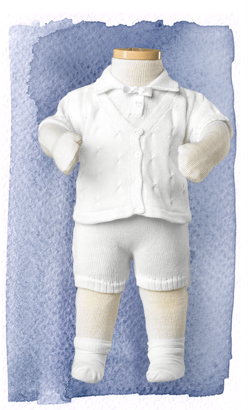 Short pant white cuddle up baby boy knit set nb-18mn LDS blessing christening burial