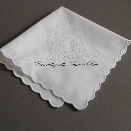 Ladies personalized scalloped LDS Temple Hankie Handmade Philippians