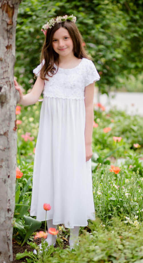 lady bug modest white lace baptism dress for girls communion simple can be used for water