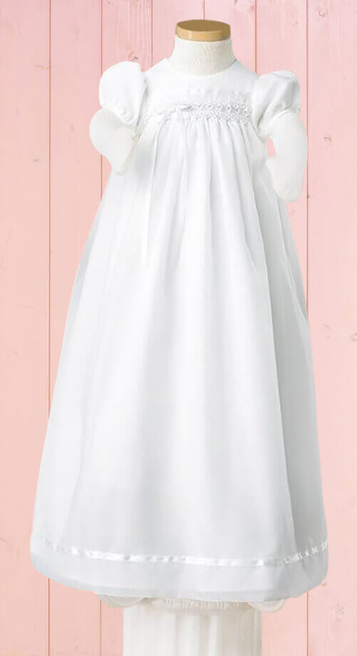 Sweet Pea long white baby blessing dress nb-6mn