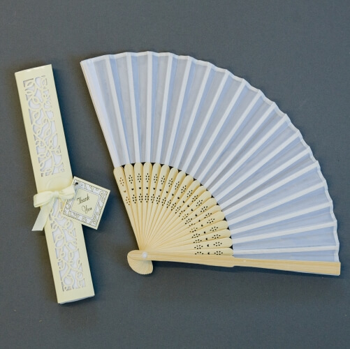 white silk and bamboo folding fan lds temple church