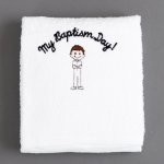 Boys Baptism Towel-Brown