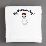 Girls Baptism Towel-Brown