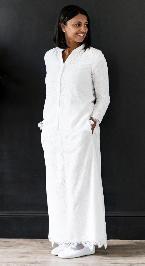 Dublin all white lace skirt and blouse lds temple upto 4xl tall