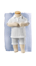 Little Boy Blue short knit set for LDS blessings or christenings