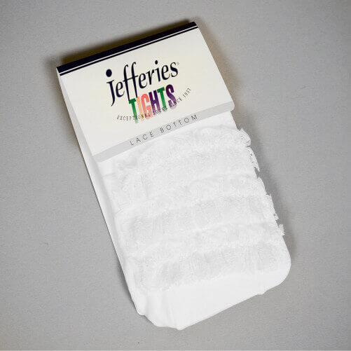 Jeffries Tights - Ruffled tights with lace bottom - LDS modest bridal accessories