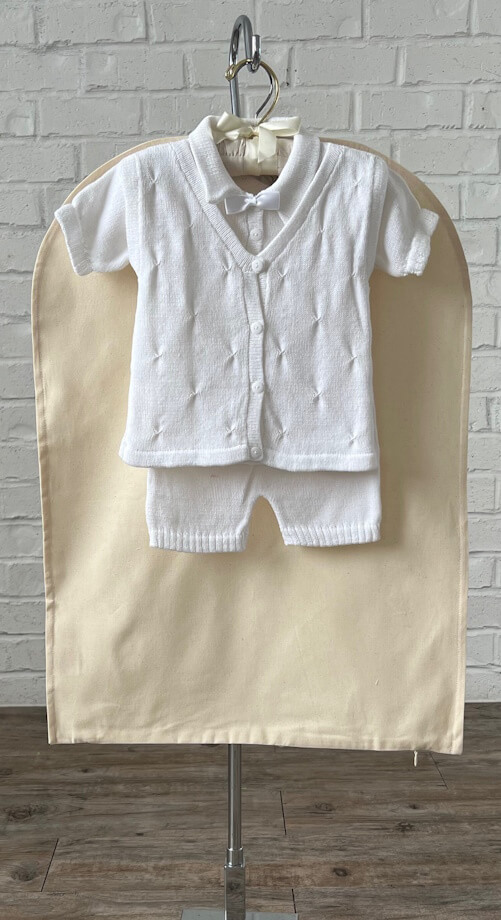 26-inch white preservation bag with full-length zipper and transparent viewing window