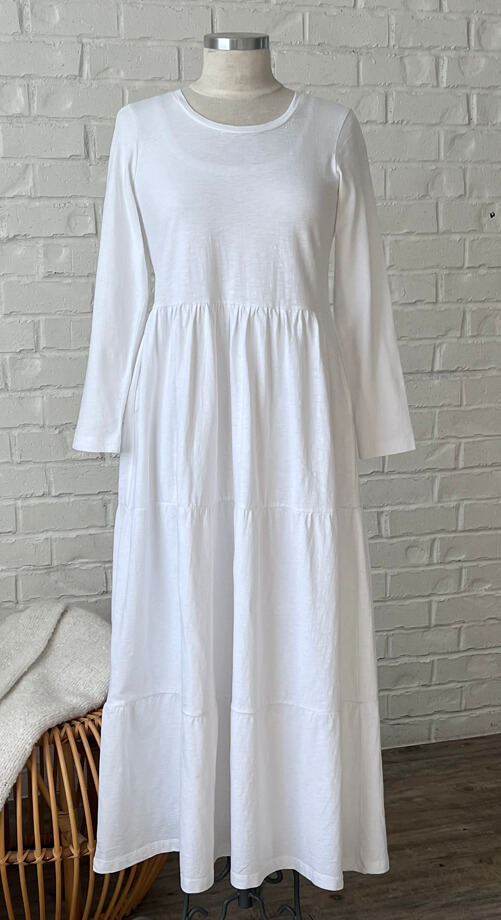 Cairo cotton knit dress with long sleeve pockets lds temple