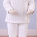 Pointelle Wrap Jacket Set with Hat